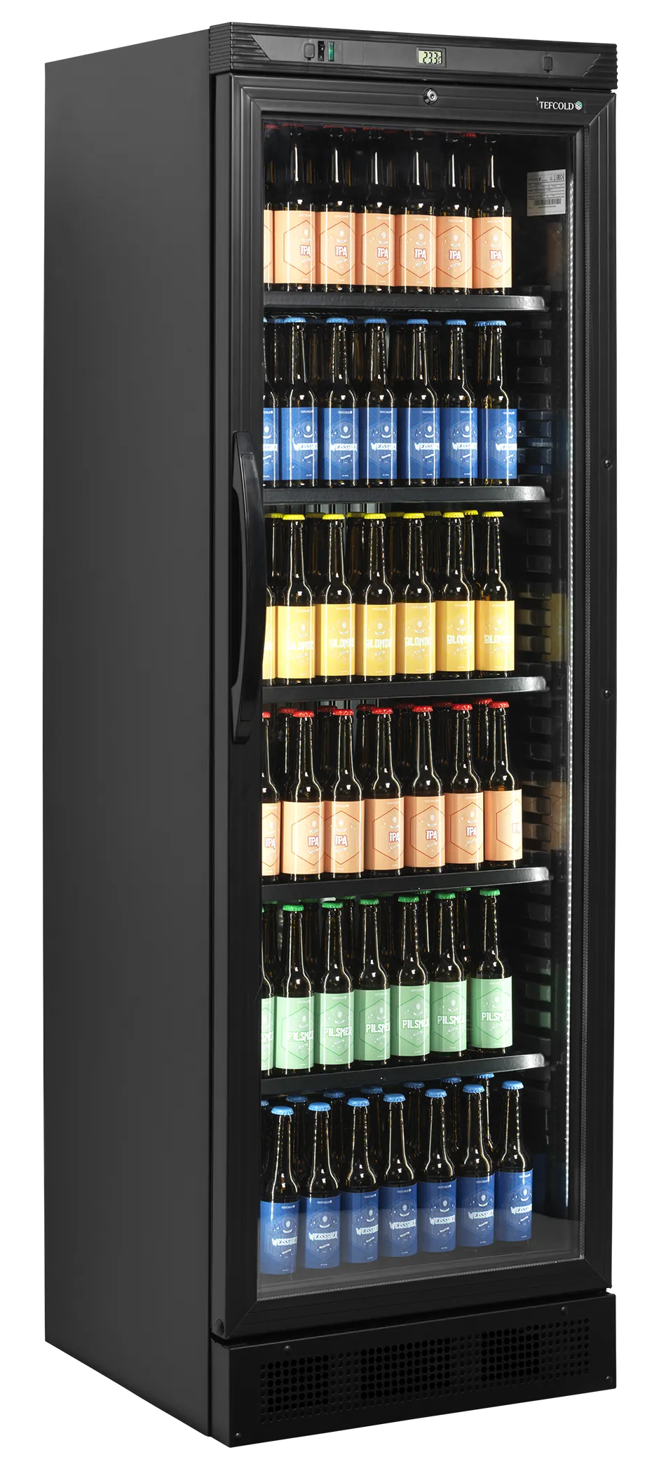 TEFCOLD CEV 425 BLACK – Prosklená lednice, 345 l, černá